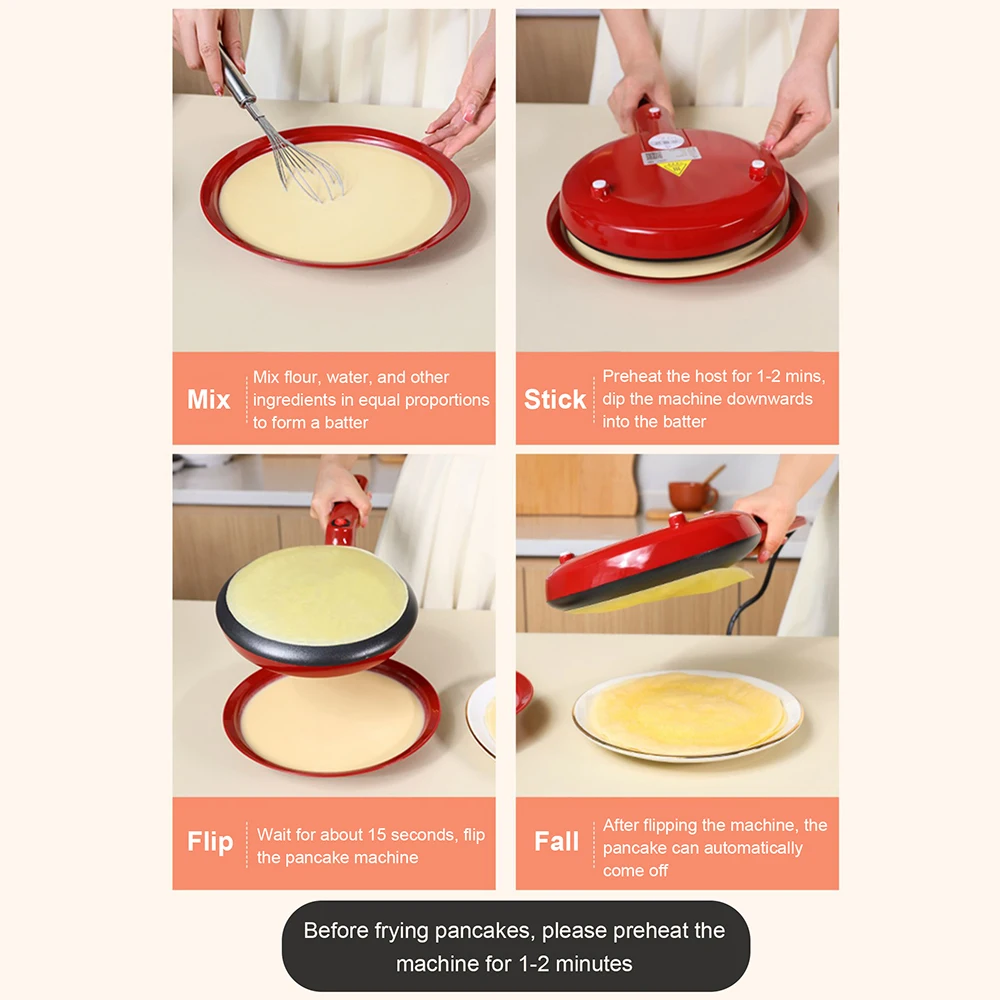 Non-stick Pancake Machine Electric Crepe Maker Baking Pan Spring Rolls Cake Pie Cooker Pizza Griddle Grill Pastry Heating Plate 4