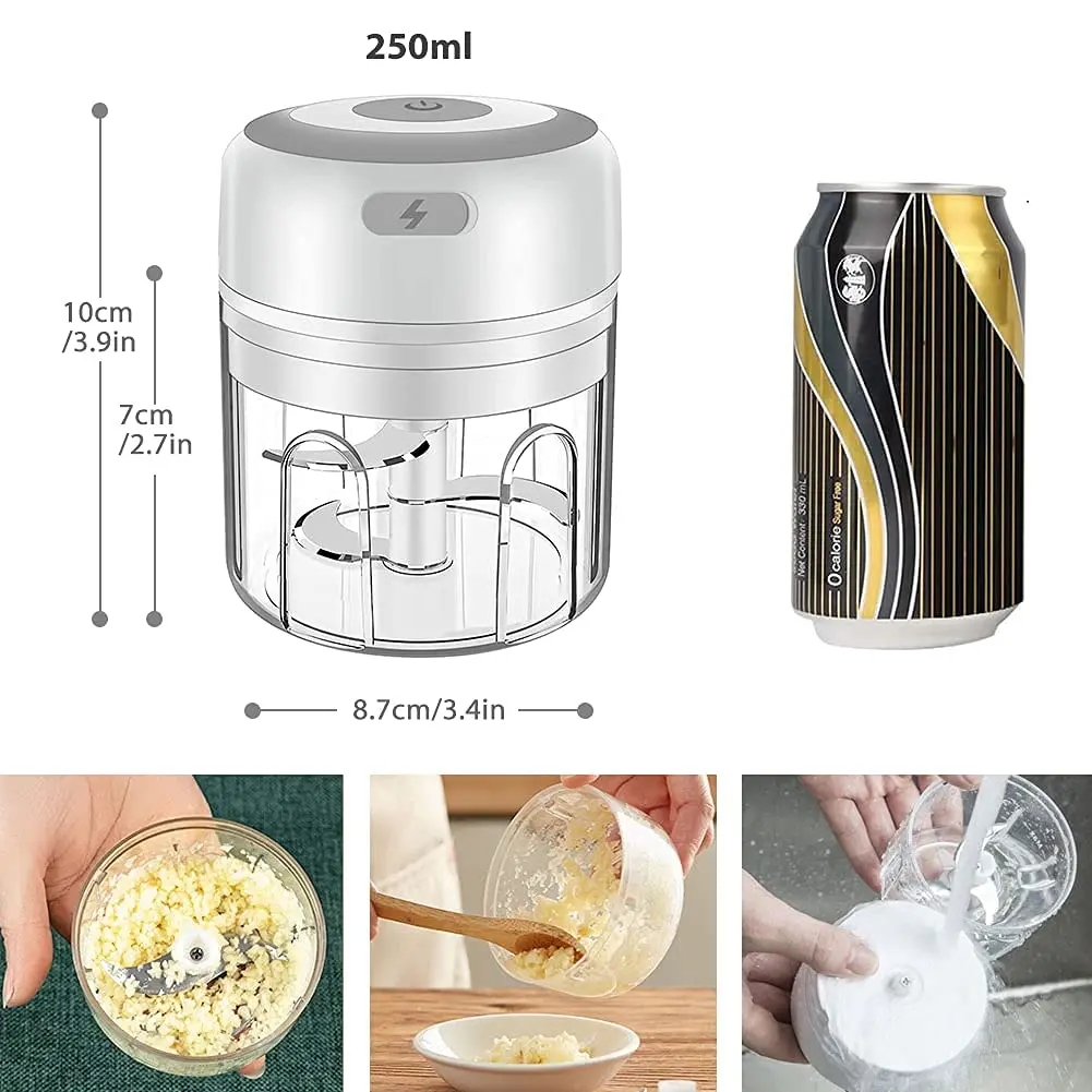 100/300mL Mini Electric Garlic Chopper for Vegetable Crushing