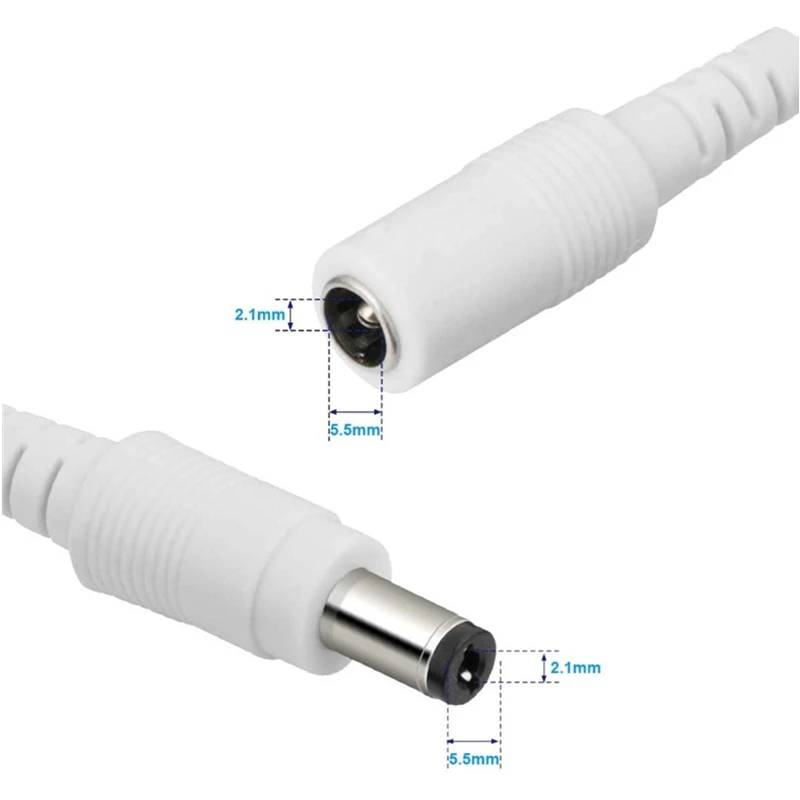 Premium Copper 12V White DC Power Extension Cable - Versatile Length Options