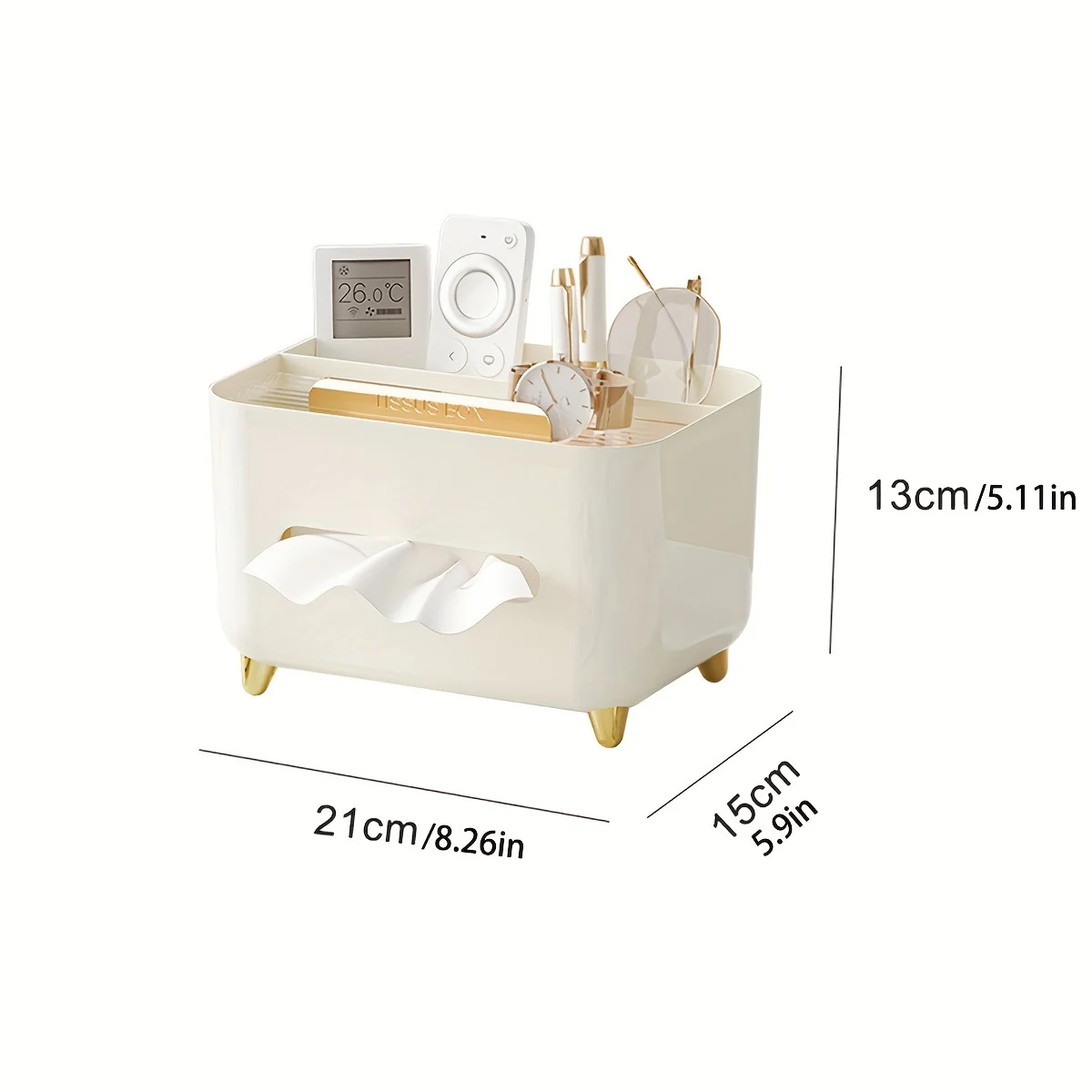 1pc, Multifunctional Desk Organizer, Tissue Boxes, Remote Control And Miscellaneous Storage Box, Car Desktop Tissue Holder 3