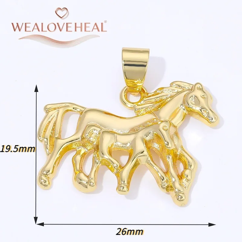 18 Karat vergoldetes Messing Metall Serie Pferd Anhänger Tier Pferd Charms für Schmuckherstellung 2026 Neujahrsgeschenk Zubehör – Detail 19