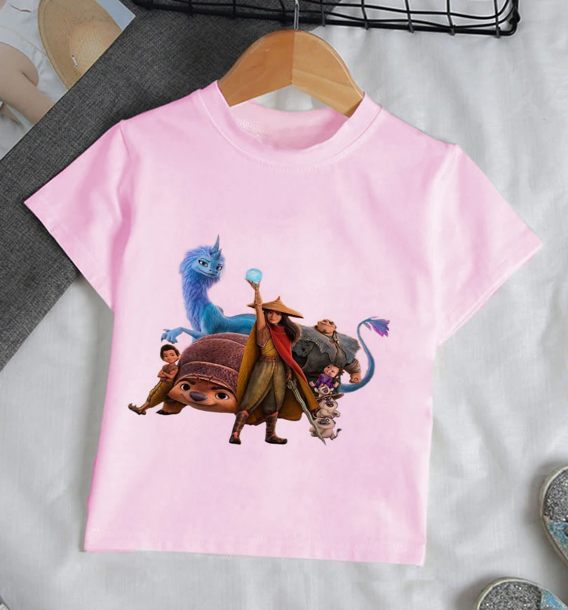 top T-Shirts Disney Cartoon Raya And The Last Dragon T Shirt Kids Cute Print Boys Girls T-shirt Summer Casual Comfortable Short O-Nack Tops vlone shirt