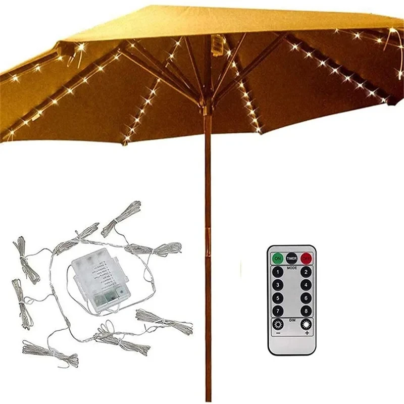 Solar-Powered LED String Lights with Remote Control - 8-Mode Outdoor Patio and Camping Illumination