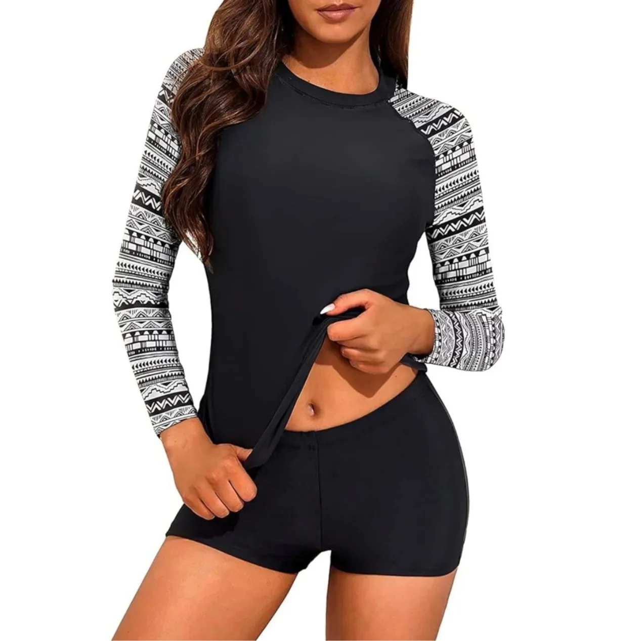 Women Swimwear Women's Long Sleeve Swimsuit Shorts Two-Piece Surf Wear Divingsuit