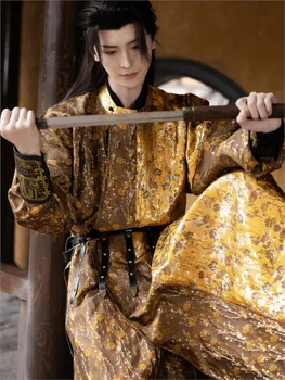 Chinese-style round-neck fur coat Chu Yunling leather gold woven thin velvet Hanfu