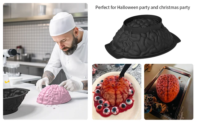 Stampo In Silicone A Forma Di Cervello - Per Cioccolato, Gelatina E Dolci, 22x17x6 Cm, Rosa