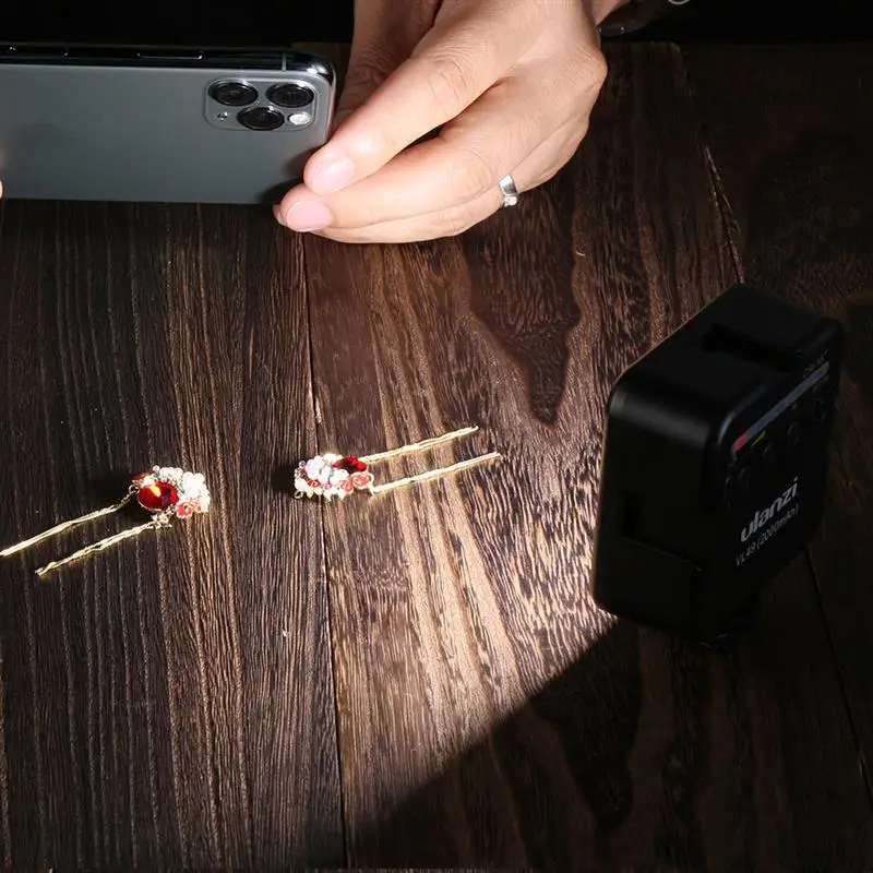 Ulanzi 미니 브이로그 LED 필 라이트, 사진 조명, 비디오 폰, 셀카 필 램프, VL49, 6W, 화이트, 2000mAh, 5500K 줌 조명