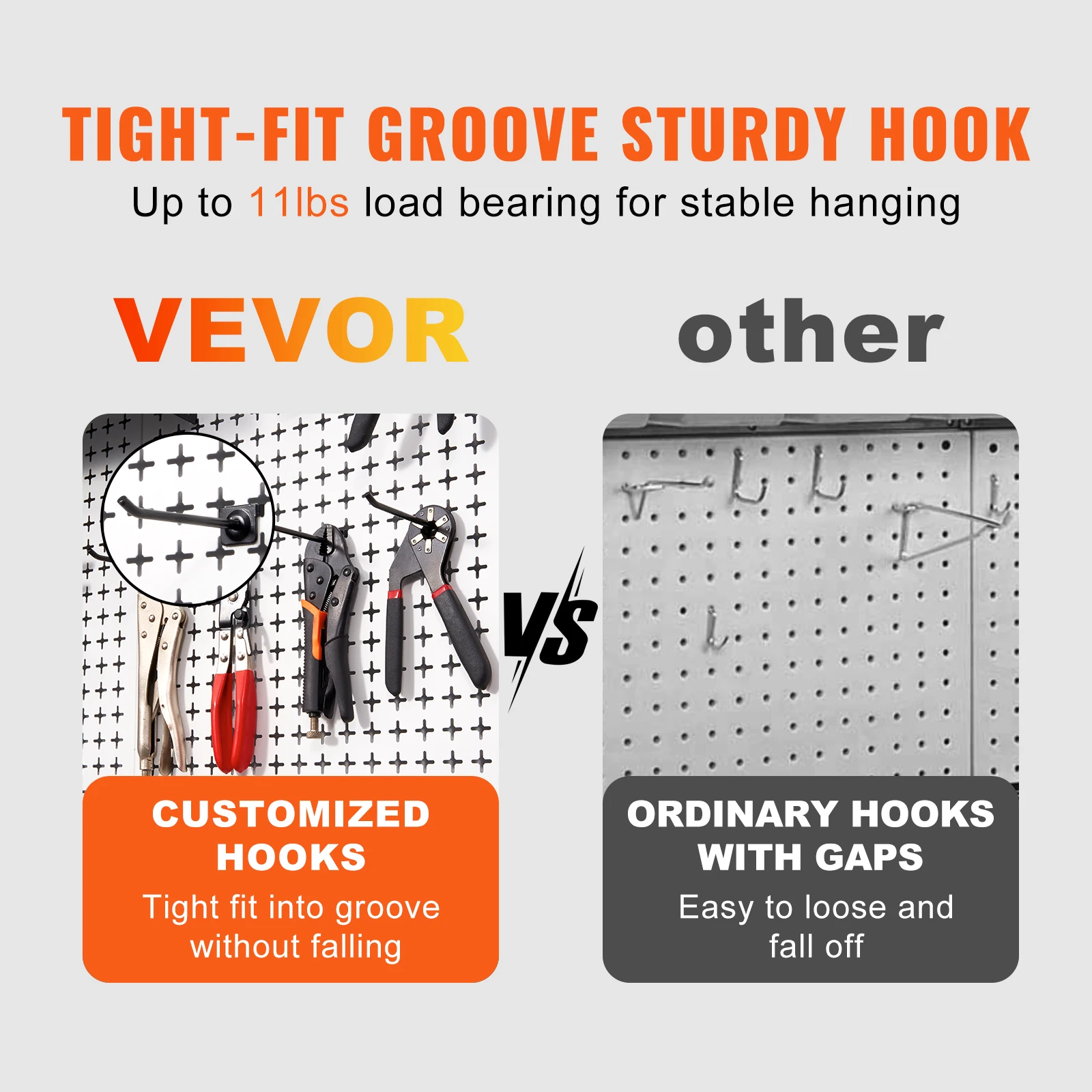 VEVOR Wall-Mounted Hardware Tool Hanging Board Parts Storage Box Garage Workshop Rack with Hooks Screw Wrench Display Shelf 5