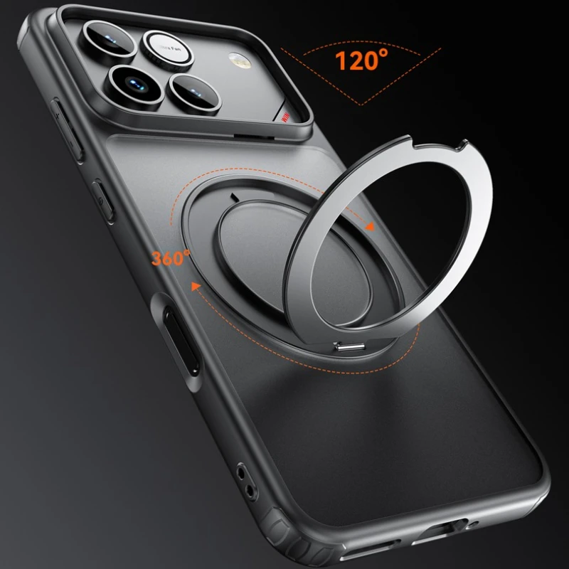 For Honor Shockproof Magnetic Translucent Matte Case with Rotatable Metal Ring Holder