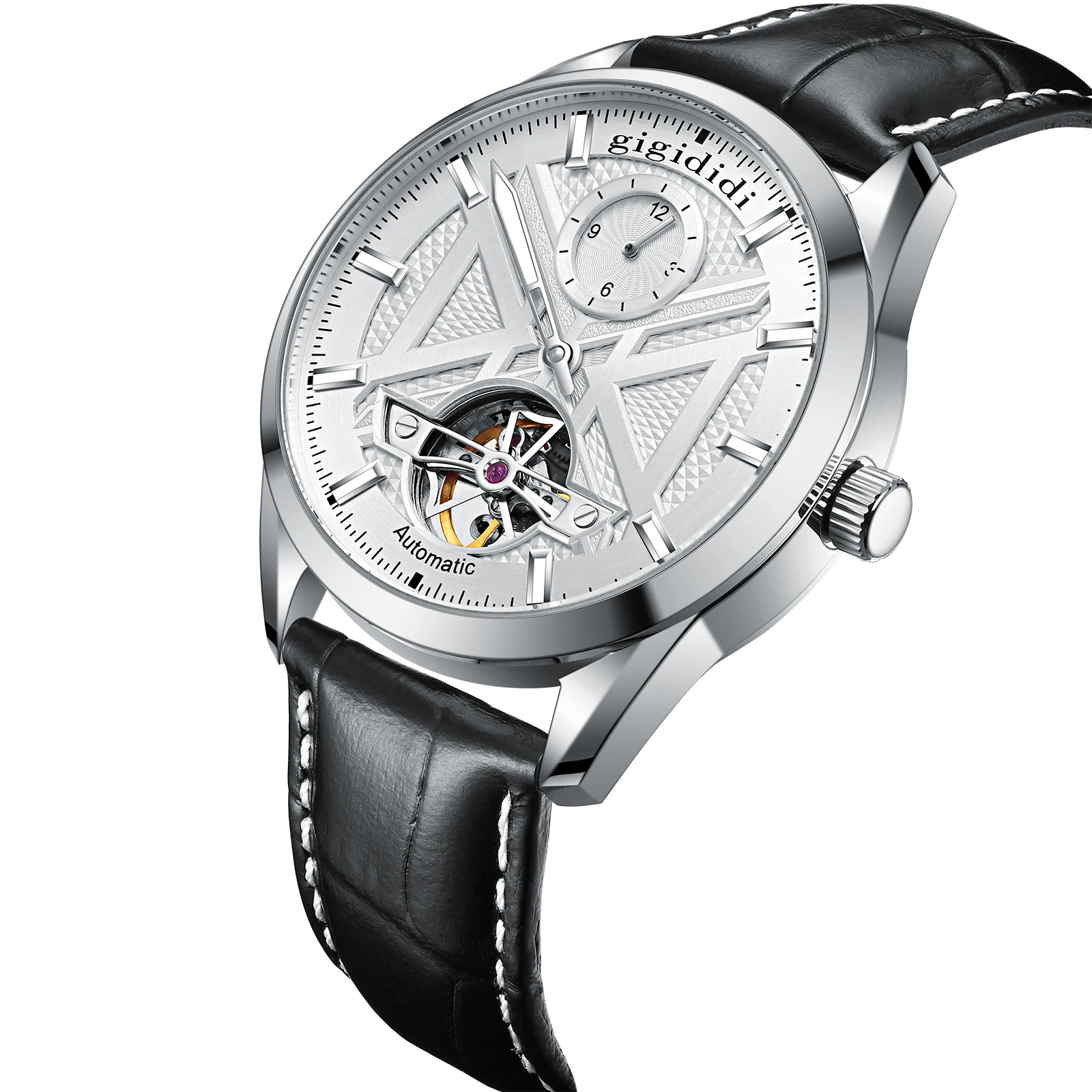 Mechanical Watch Men Business Leather Strap Waterproof Luminous Seagull ST25 Flywheel