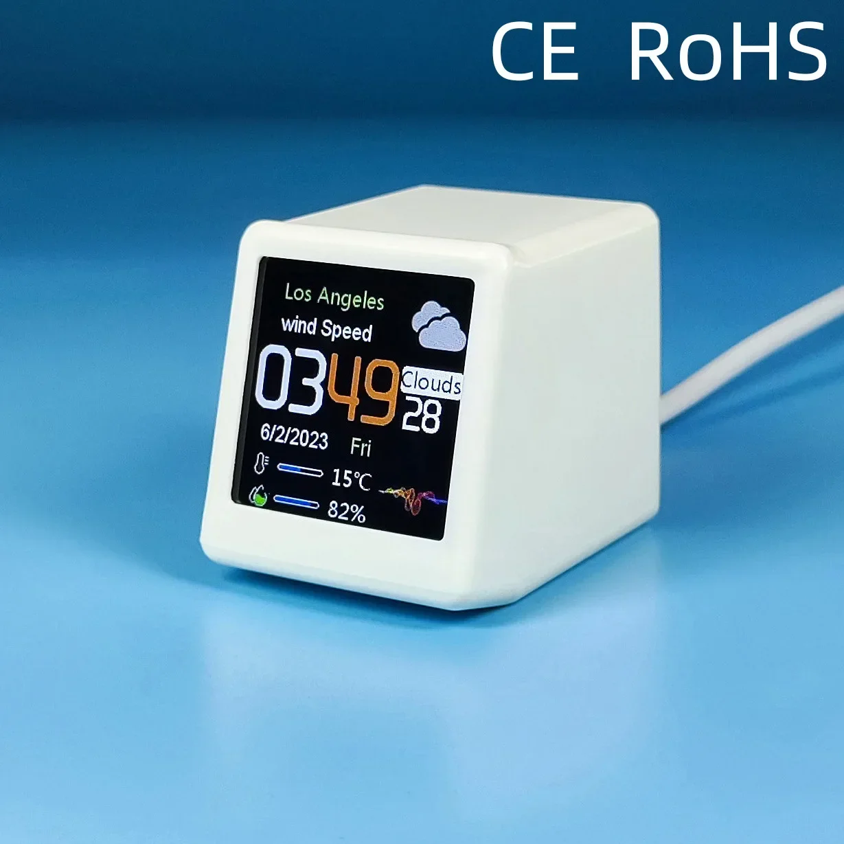 Smart WIFI Weather Station Clock MINI Size For Game Room Decoration DIY Cute GIF Animations and Electronic Album Function weather clock,weather station display,mini weather clock
