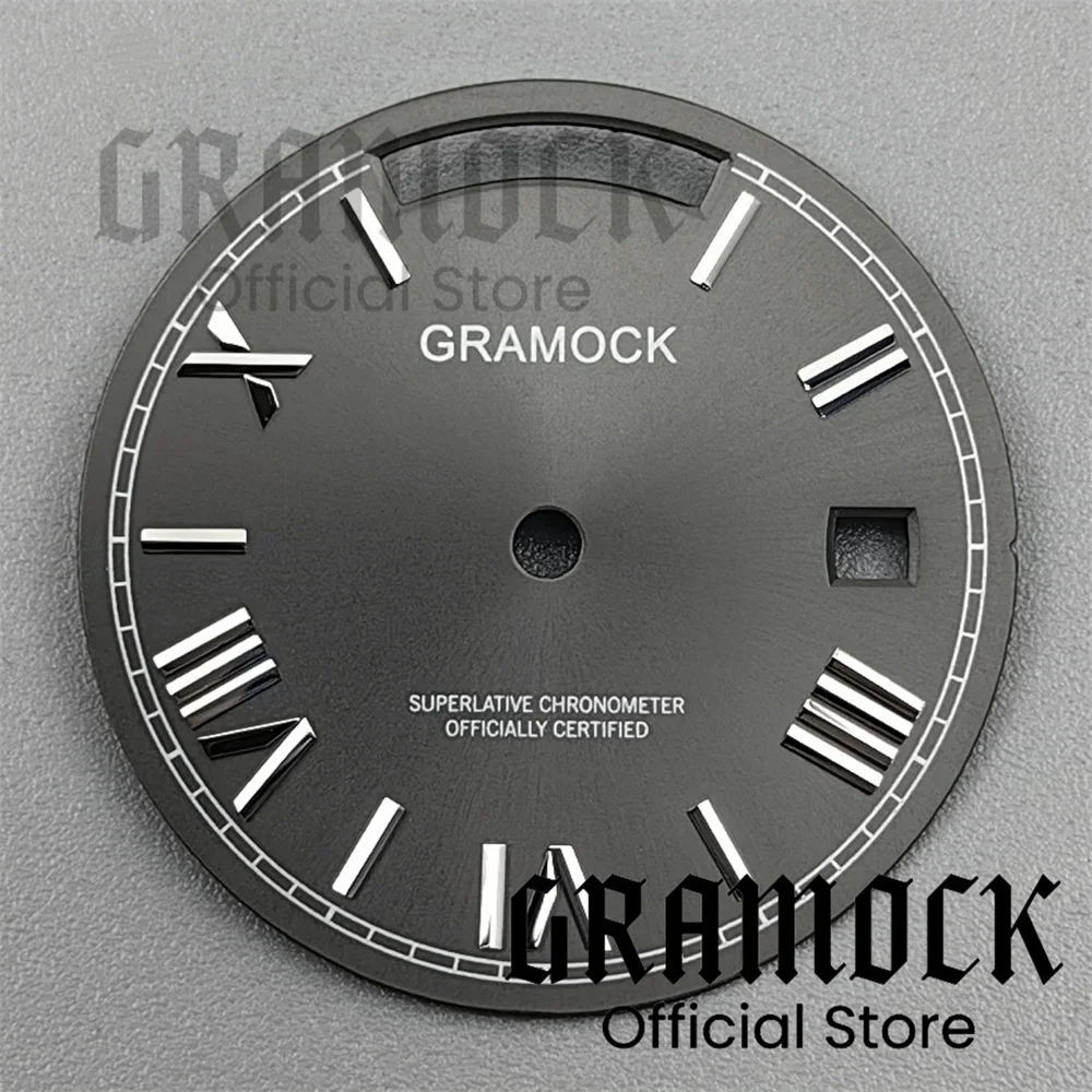 Sky Blue and Coffee Grey Sunburst Watch Dial with Roman Edge Markers - Dual Calendar Week Display
