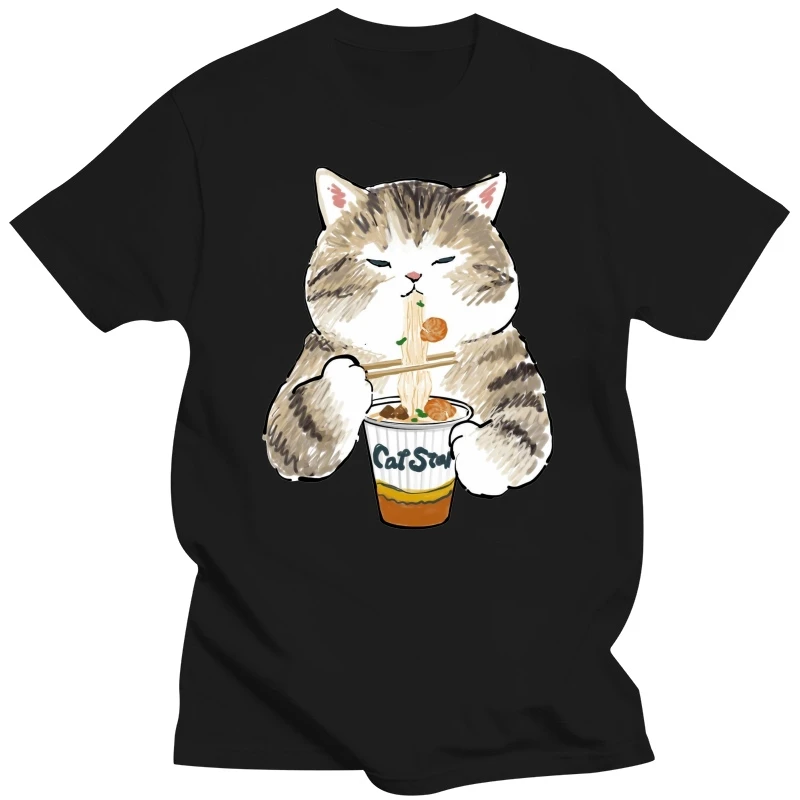 

Cat Eating Instant Noodles Printing Men's Tshirt Fashion Comfortable T-Shirt Oversized S-XXXL Clothes O-Neck Soft T Shirts Mens