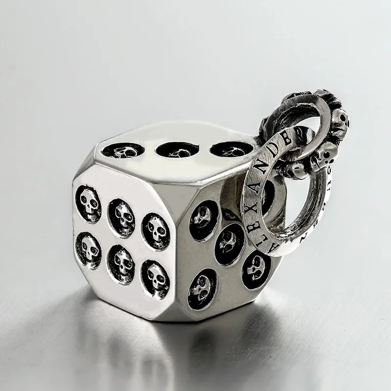 Men Dice Skull Pendant Hearts Necklace For Men's Punk Hip Hop Rock Pink Floyd Stainless Steel Memento Mori Jewelry