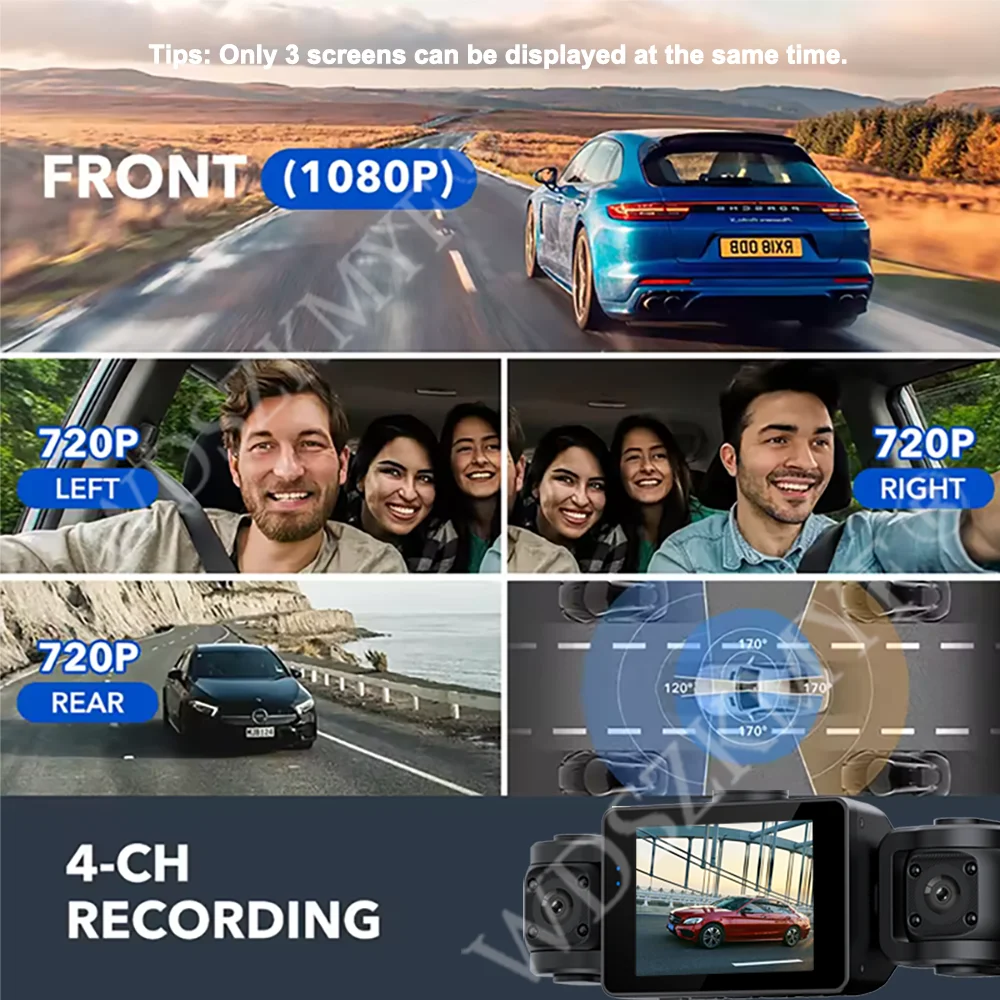 Description Picture 4 of item360° Car DashCam 3/4 Channels WIFI Video Recorder 1080P Car DVR 24H Parking Monitor Front With Rear View Night Vision Black Box