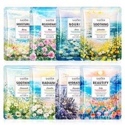 SADOER Floral Infusion Hydrating & Whitening Face Mask Set - 8 Sheets for Moisturizing & Anti - Aging Skin Care (8pcs mixed)