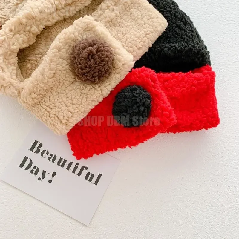 Disney Mickey Mouse Winter Baby Winter Cap Lining Cute Boy Girl Warm Bear Knitted Hat Kids Earflaps Knit Hats for Toddler Cap