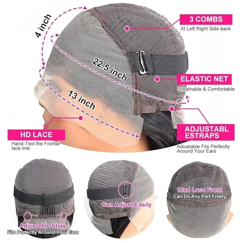 Natural Curly wave wigs 40 inch HD Frontal Lace wigs human hair 13x6 220 Hight density human hair wigs for women