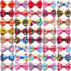 Chic Pet Hair Bows with Rubber Bands - Fashionable Dog Collar Decorations (100 pcs) (One)