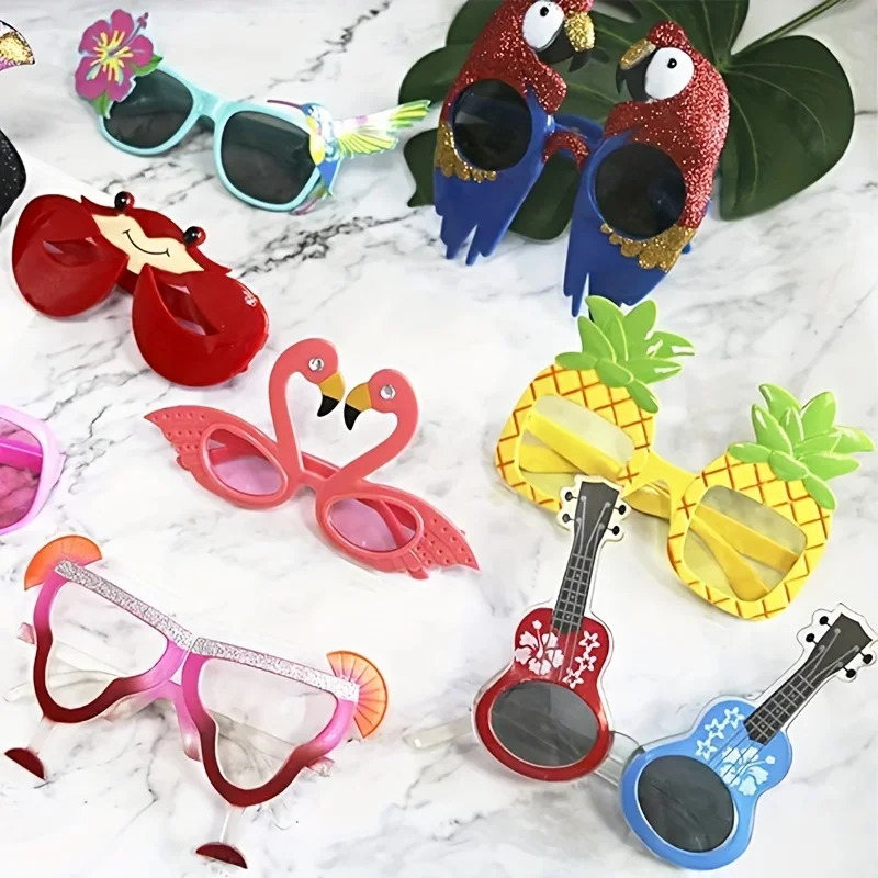 

9 Pairs Hawaiian Glasses, Luau Party Sunglasses Tropical Dress Props, Fun Summer Party Favors, Beach Themed Party Decoration