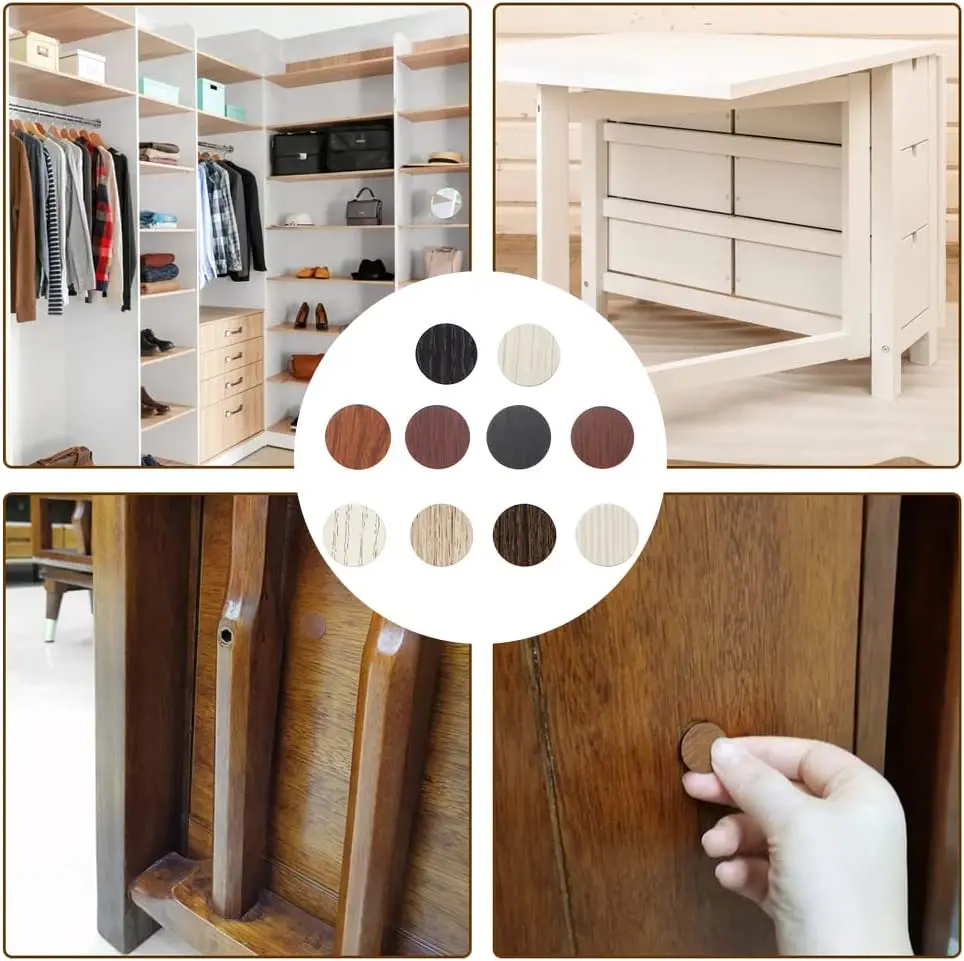 54Pcs Furniture Cabinet Self-adhesive Sealing Stickers Table Screw Hole Decorative Anti-Dust PVC Furniture Cover Ugly Stickers