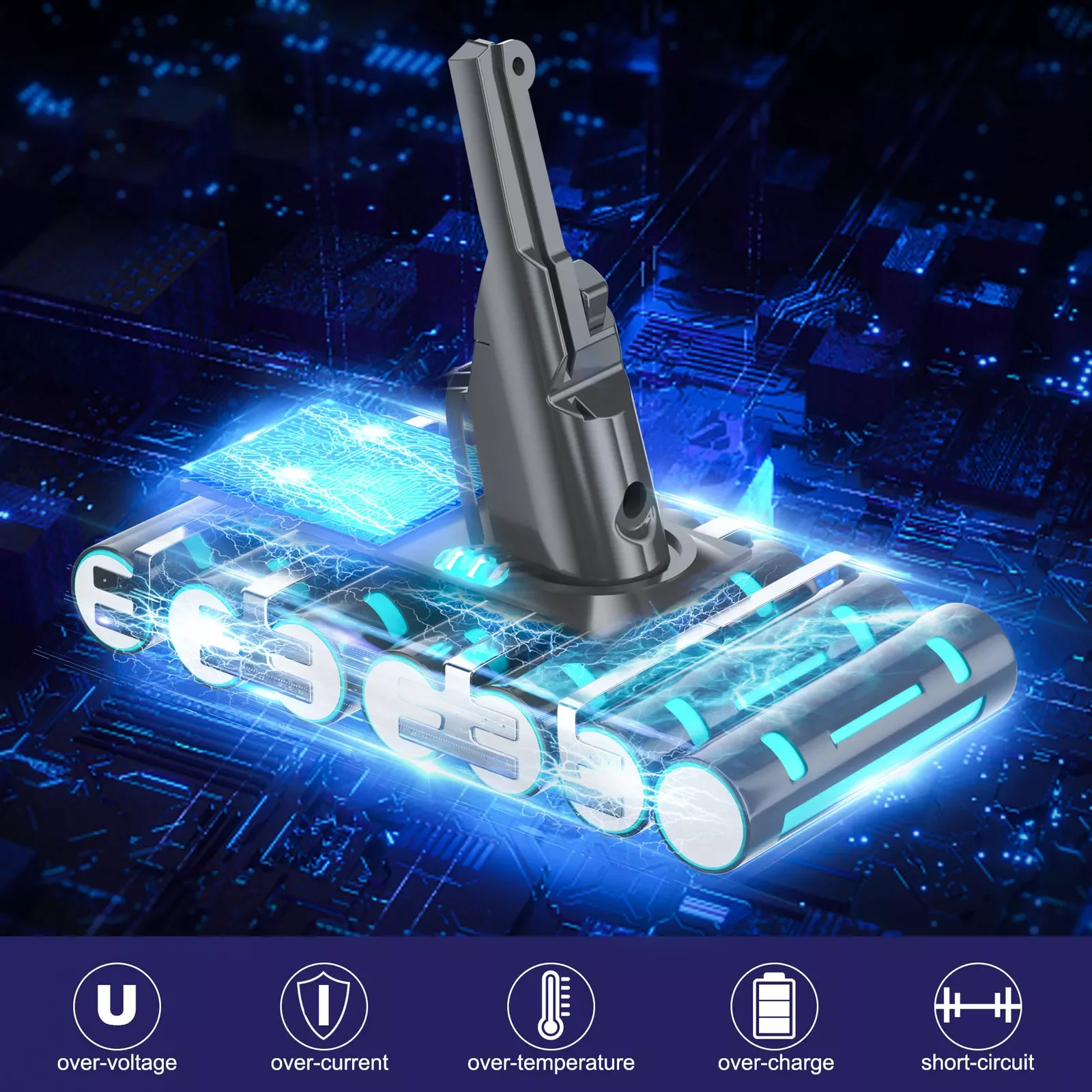 Per Dyson V8 Absolute Aspirapolvere portatile per Dyson V8 SV10 Batteria 21.6V 6000mAh Batteria di ricambio - immagine 2