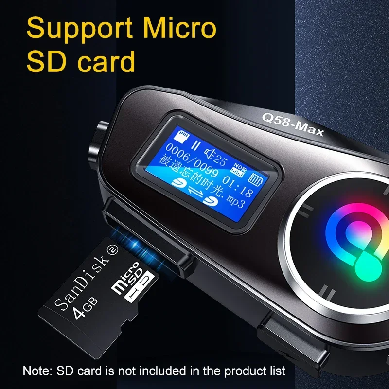 Helmet Intercom Bluetooth 5.3 LCD Display for 2 Riders