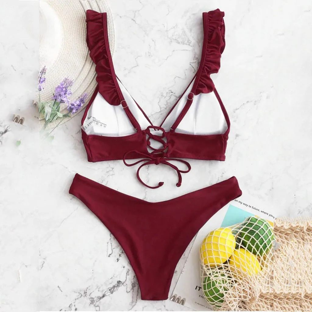 New In Plus Size Swimsuit For Women Tummy Control High Cut V Neck Two Pieces Bikini Swimwear Beachwear Bikinis Sets For Teens 6