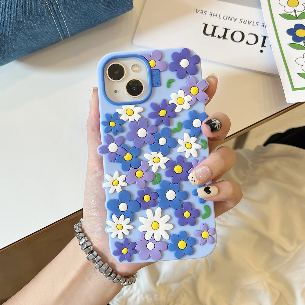 Elegant Floral 3D Silicone Phone Case - Cute Shockproof Cover
