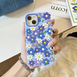 Elegant Floral 3D Silicone Phone Case - Cute Shockproof Cover - iPhone 16 (Purple)