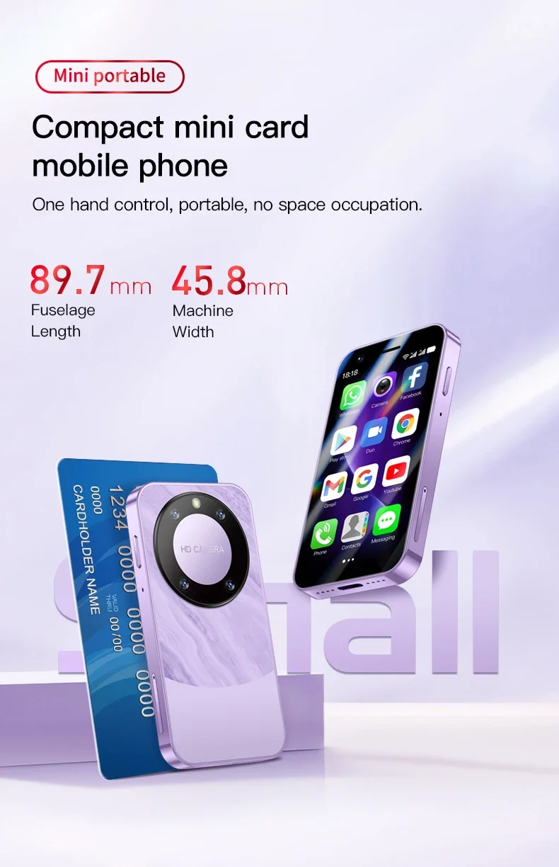 Teléfono Inteligente Mini FUFFI F8 Pro, Teléfono Android con Face ID, Portátil, Mini Celular de 8.1 Pulgadas HD, 16 GB de ROM, Batería de 2000 mAh