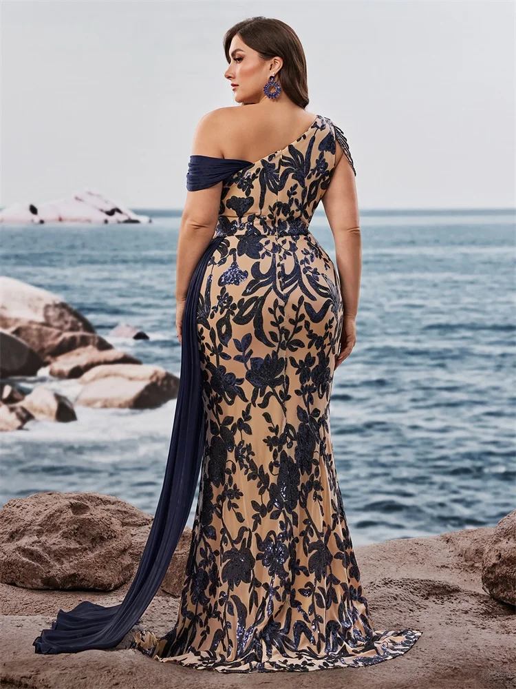 BLUEPLUM فساتين سهرة أنيقة مطرزة بالترتر الأخضر طو...