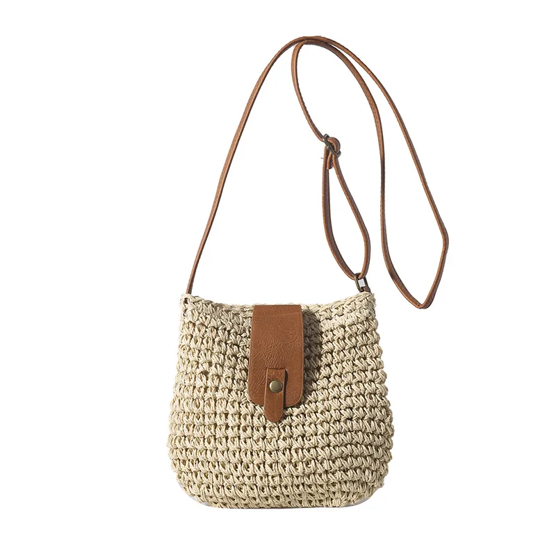 Beach Messenger Purse Trendy Straw Crossbody Bag Ladies Fashion Bag Casual Woven Shoulder Handbag For Shopping Travel Summer