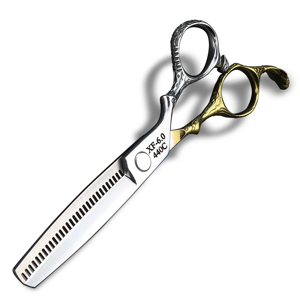 XUANFENG 6 440C Skull Handle Hair Scissors Haircutting Scissors for Home  or Barber Store Cutting Scissors and thinning Scissors (2 pcs)