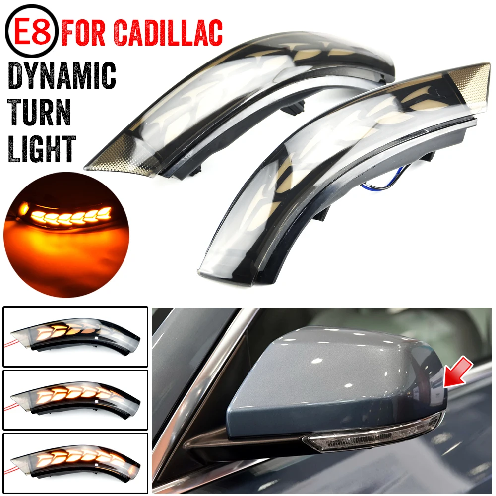 

2pcs Dynamic Turn Signal LED Light Side Mirror Indicator For Cadillac CT4 CT4-V 20-2022 For Cadillac ATS ATS-V 2013-2019