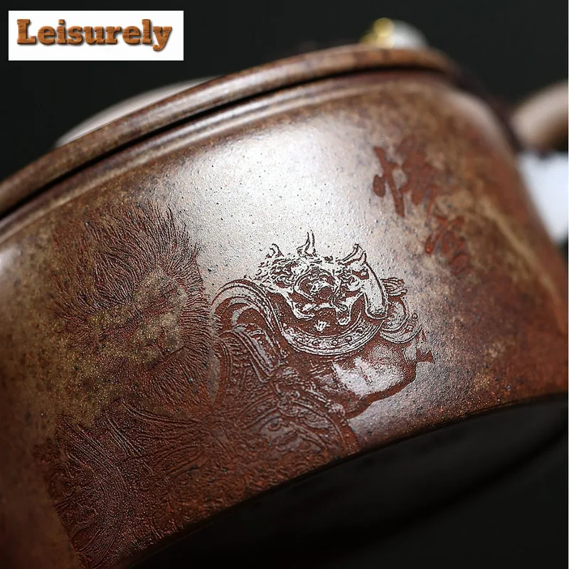 230ml Creative Yixing Purple Clay Teapots Handmade Large Caliber Pot Raw Ore Temperature Firewood Mud Kettle Zisha Tea Set Craft