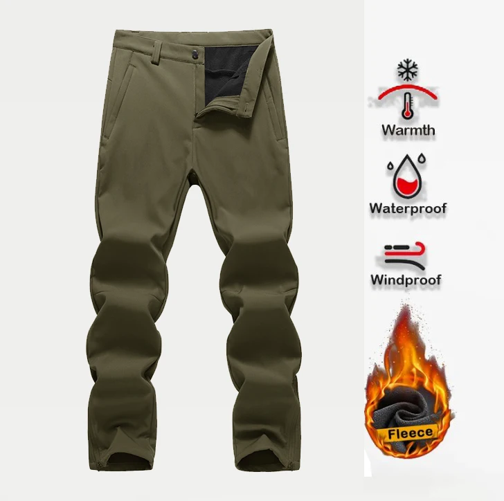Thick Warm Fleece Hiking Pants Men Winter Waterproof Windproof Outdoor