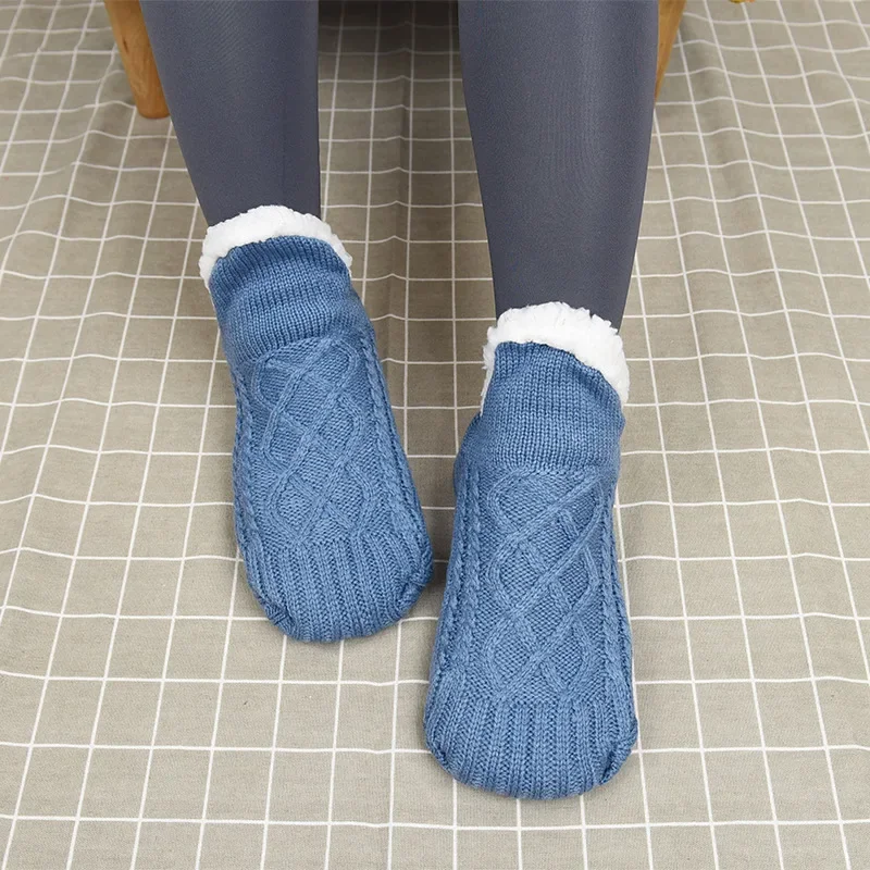 Winter Indoor Home Socks for Women and Men Warm Velvet Thick Floor Socks  Plush Soft Slippers Pantoffels Adults Bottom Glue Sock - AliExpress