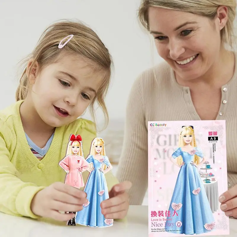 Magnetic Dress Up Dolls Safe And Harmless Princess Dress Up Doll Set Portable Princess Paper Doll Set Birthday Gift princess pretend toys doll clothes set princess doll