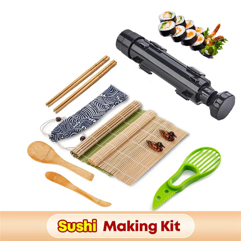 Sushi Making Equipment Kit, Japanese Rice Ball Roll Mold Sushi Multifunctional Mold Making Kitchen Tools