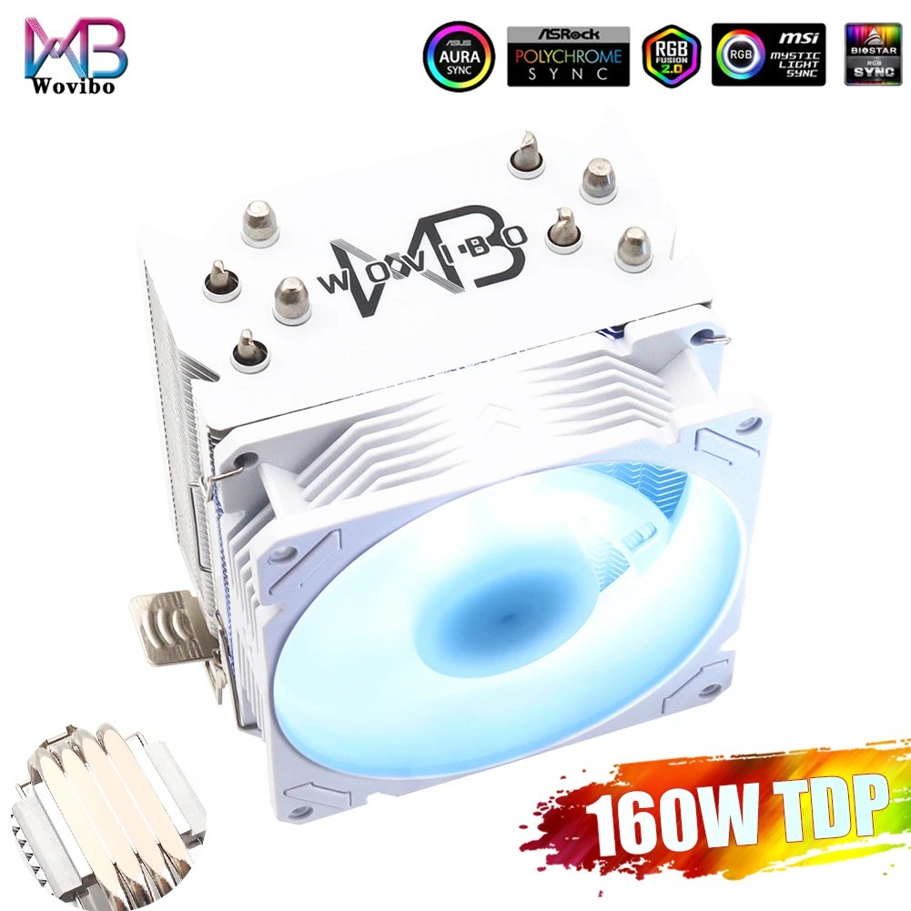 Argb Cpu Cooler Ventilador Rgb 90 mm Pwm 4pin Intel 1150 1151 1155 1200 1700 2011 X79 X99 Amd Am4 Radiador Am5 Tubulação do Calor