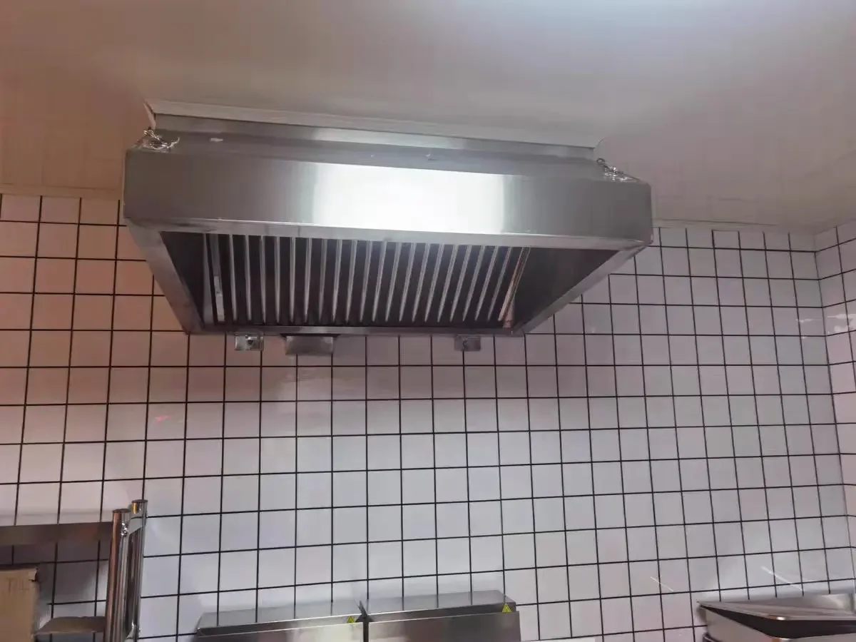 Stainless Steel Island Commercial Kitchen High Air Volume Cooker Extractor Range Hood With Baffle Filter