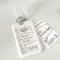 ABS Slide Kpop Photo Card Holder Anti-lost Keychain 3 Inch INS White Idol Protective Case Bag Bus Cards Sleeves Supplies 2