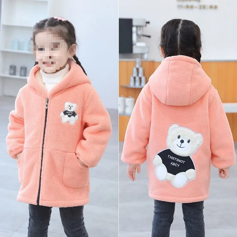 Thickened Fleece Winter down Jacket for Girls Baby Outerwear Warm Protective Covering Coat Children's Clothing Outerwear