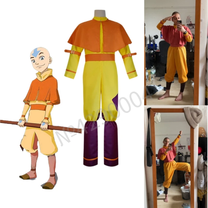 

Halloween Carnival Suit Avatar The Last Airbender adult Anime Avatar Aang Cosplay Costume Outfits uniforms