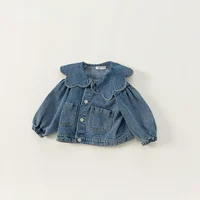Manteau en denim de style coréen pour enfants, col à volants, manches longues, mode pour enfants, vêtements polyvalents, E82075, printemps, automne 3