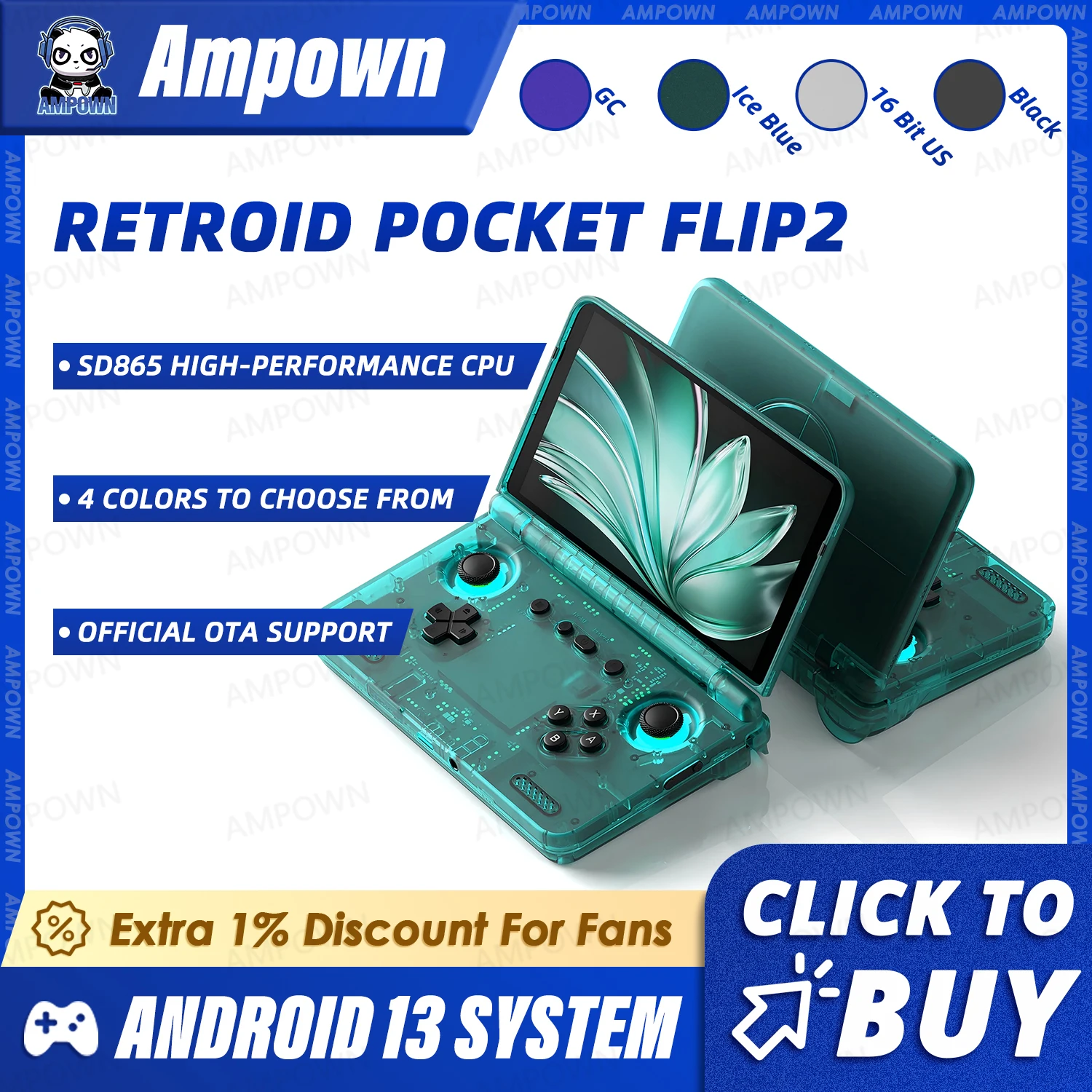 Retroid Pocket Flip2 ハンドヘルドゲームコンソール 5.5 インチ