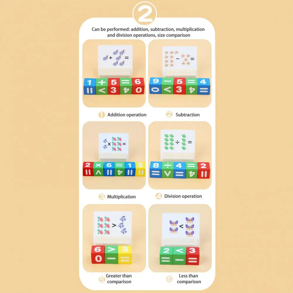 Educational Math Toys Educational Math Toy Set for Kids Addition Subtraction Multiplication Division Flashcards with Square