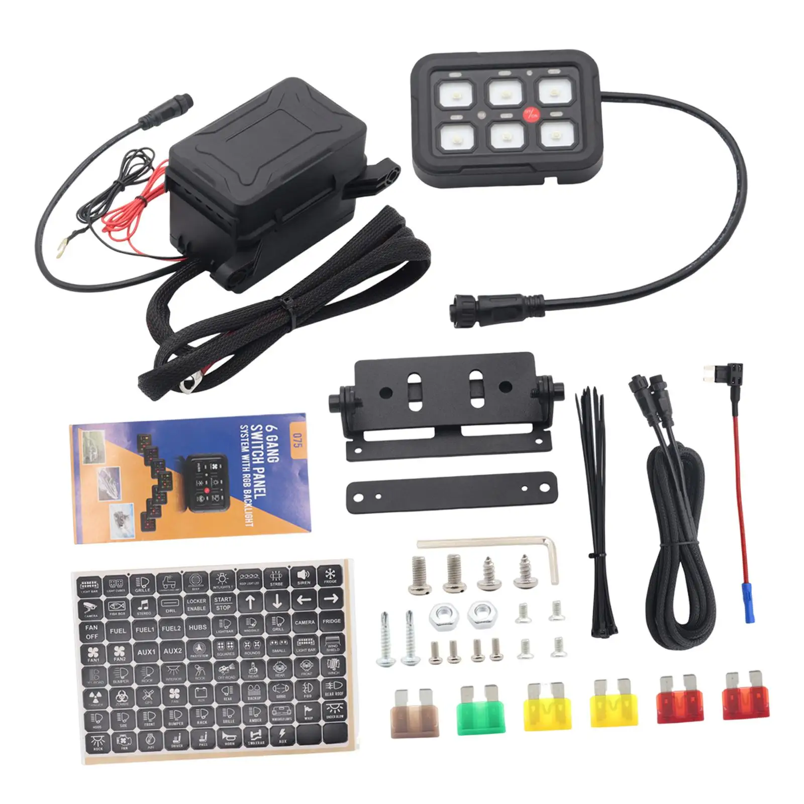 

6 Gang Switch Panel Car Switch Panel Button ,Dustproof ,Automatic Dimmable LED Switch Pod Touch Switch Box for UTV