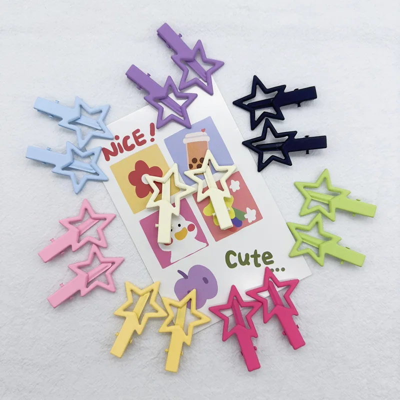 

10Pcs/Set Girls Hair Accessories Candy Star Hair Clip Pentagram Frosted Edge Hairpins Sweet Cream Bangs Barrettes Kids Headdress